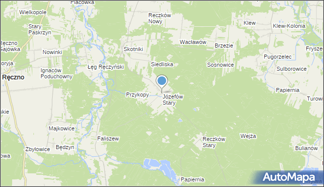 mapa Józefów Stary, Józefów Stary gmina Przedbórz na mapie Targeo